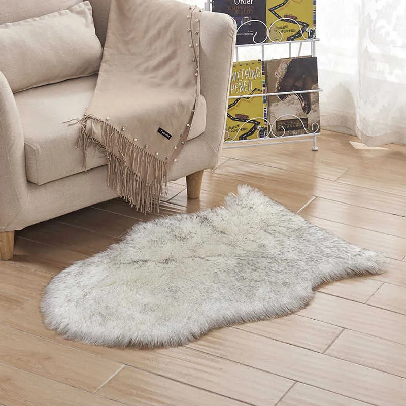 Washable Faux Sheepskin Rug Carpet shaggy floor sofa Cushions Kitchen Mat fur sheep area sheepskin rug Home Decor D20 210626