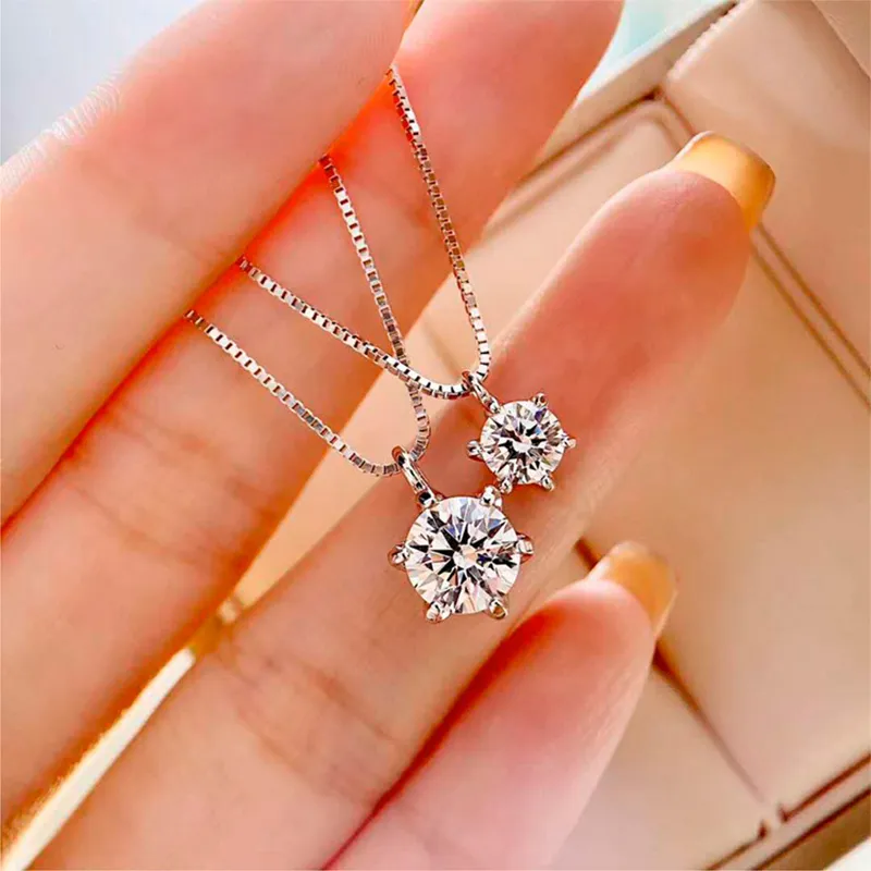 Moissanit Halskette 1CT 2CT 3CT VVS Lab Diamant Anhänger Halsketten für Frauen Männer Geschenk Sterling Silber Hochzeit Schmuck zertifiziert