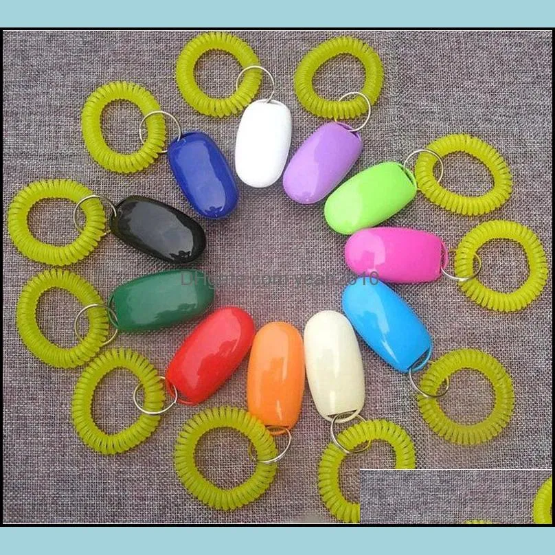 Dog Button Clicker Pet Sound Trainer with Wrist Band Click Training Tool Aid Guide Pets Dogs Supplies 11 Colors 100pcs XH1216YFA