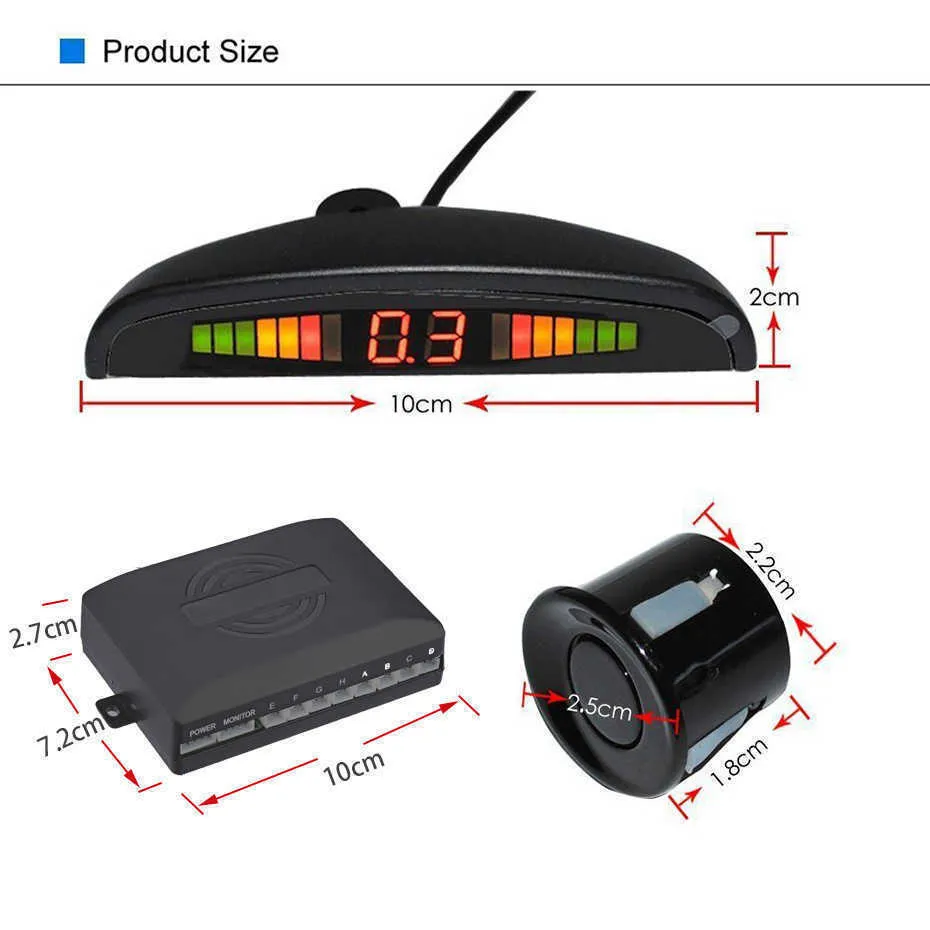 Parkeringssensor Kitbil med 8 Sensorer LED Display Voice Reverse Backup Radar Monitor Detector Security Alert System Tillbehör