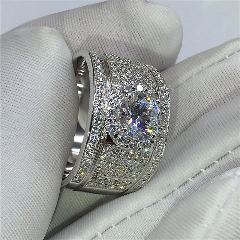 Choucong Brand Top Sell Luxury Jewelry Wedding Rings 925 Sterling Silver Round Cut White Topaz Pave Cz Diamond Party Eternity Wome257k
