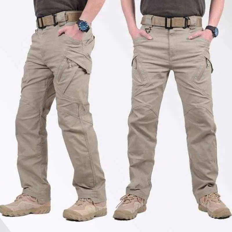 Męskie spodnie taktyczne Wiele kieszonkowe Elastyczność Wojskowa Wojskowa Outdoor Szybkie Suche Spodnie Tacitcal Mężczyźni Slim Grube Cargo Spodnie 5xl 211201