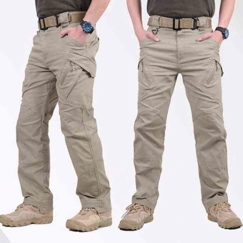 Mens Taktiska byxor Flera ficka Elasticitet Militär Utomhus Snabb Tacitcal Byxor Män Slim Fat Cargo Pant 5XL 211201