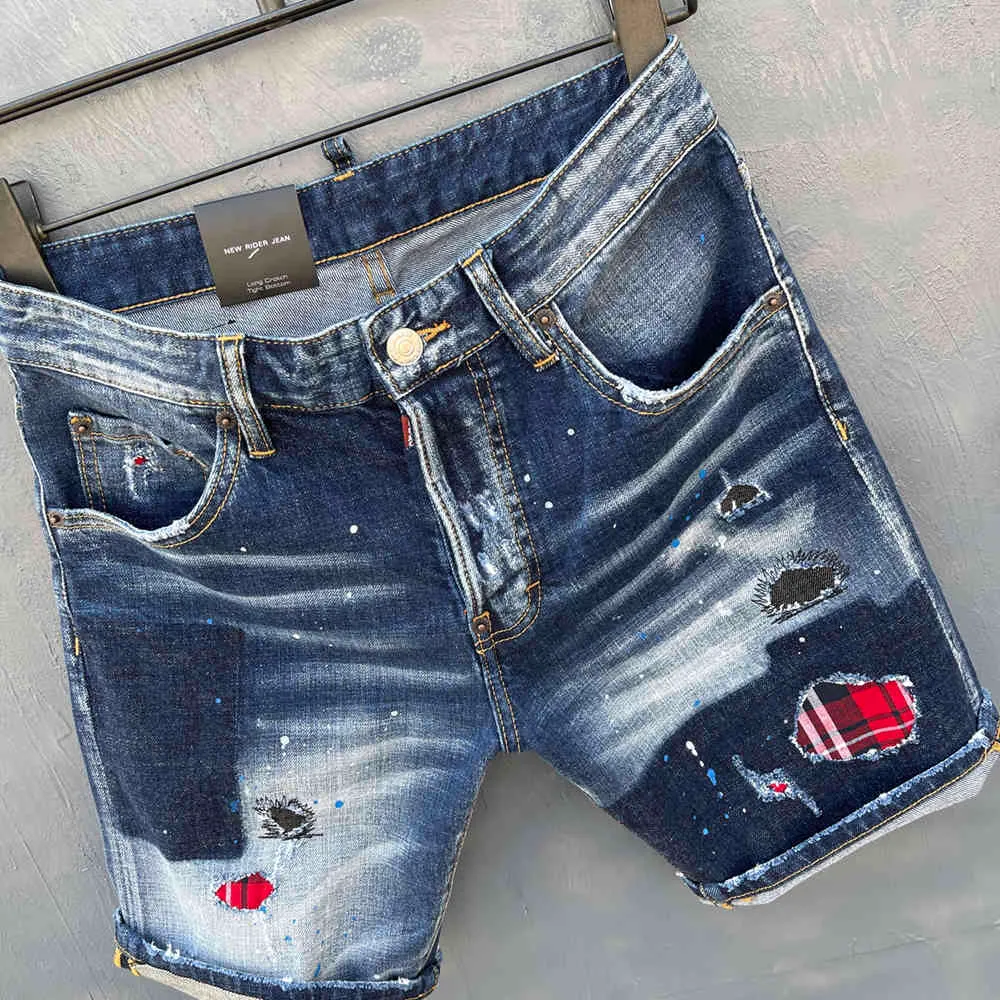 DSQSABCD 2 Sommer DSQ Brand Italy D2 Männer Denim Hosen Reißverschluss Slim Blue Hole Shorts Jeans Für Männer