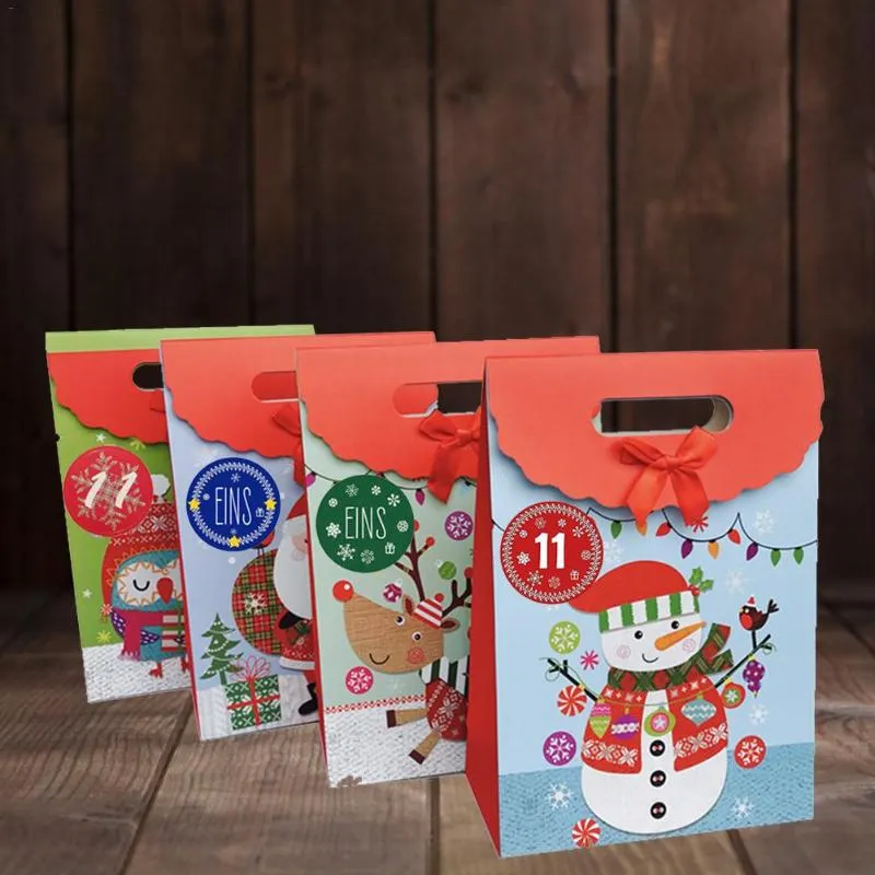 Weihnachtsdekorationen Adventskalender Wiederverwendbare Papier-Süßigkeitstüte 1-24 Zahlenaufkleber Kinder Geschenk Festival Products222c