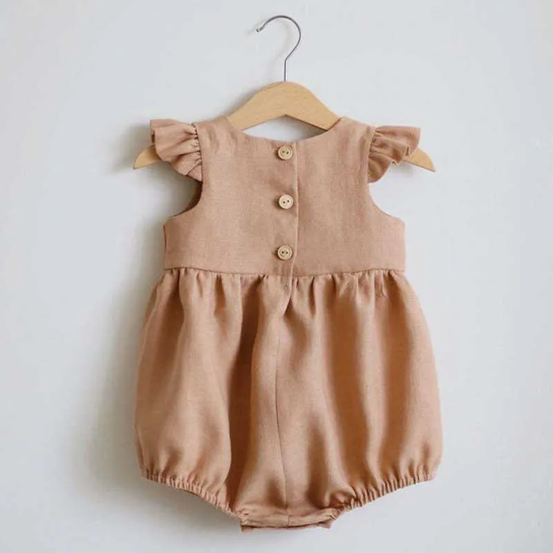 ベアリーダーの幼児男の子女の子のソリッドカラーロンパースファッションの生まれたノースリーブ夏の亜層幼児の赤ちゃん韓国の服210708