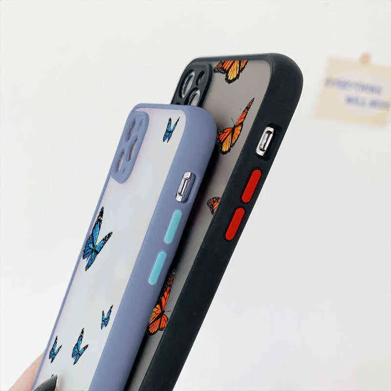 Fashion Cute Butterfly Telefonväska för Xiaomi RedMi Not 9 8 Pro Max 9S 7 K20 K30S XIOMI MI 9T 10T Pro Transparent Hard PC Cover Y1028