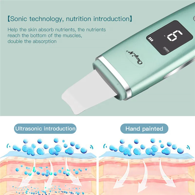 Vibration ultrasonique Dolkhead Removant Nettoyant Deep Nettoyant Face Scrubber Pore Cleaner Machine Machine Facial LED Pelle