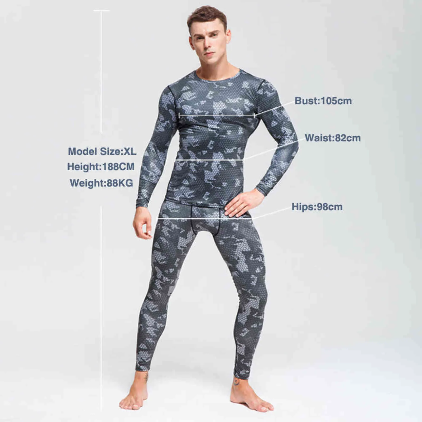 Abbigliamento invernale da uomo Set di biancheria intima termica da sci Thermo Camouflage Abbigliamento da allenamento Pantaloni sportivi Camicie e pantaloni da snowboard 211108