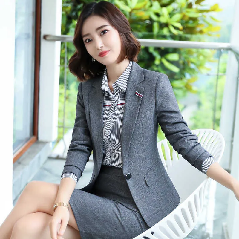 秋と冬の高品質のカジュアルなオフィスの女性のジャケットの仕事の女性のエレガント210527のためのツーピースの女性のプロのスーツのスーツ