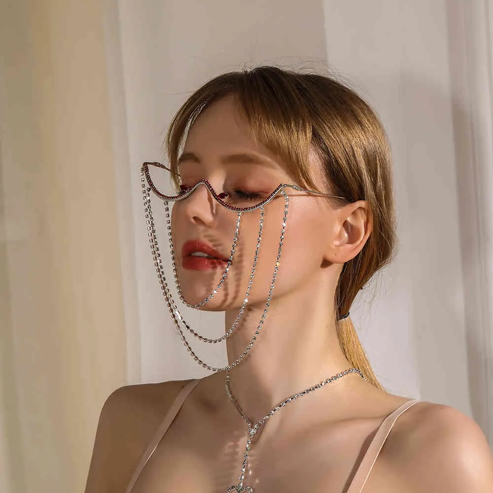 Stonefans Luxury Tassel Glasses Chains Frames Vintage Crystal for Women Girls Fashion Body Chain Harness Jewelry Decoration