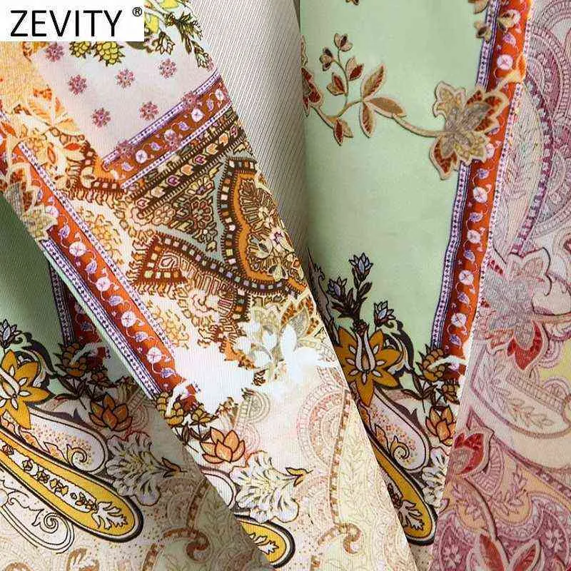 Zevity Mujeres Vintage Paisley Totem Imprimir Costura abierta Blazer Abrigo Mujer Chic Business Casual Corte Cardigan Trajes Tops CT729 211122