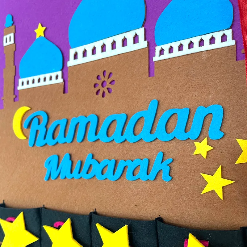 2021 Eid Mubarak 30days Advent Calendar Hängande Filt Nedräkning Kalender Gåvor för barn Lamic Muslim Ramadan Party Decor Y0228