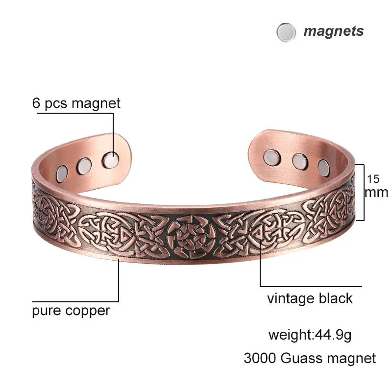 Bangle Pure Copper Bracelets For Women Men Energy Magnetic Bracelet Benefits Big Cuff Bangles Health Care Jewelry270f