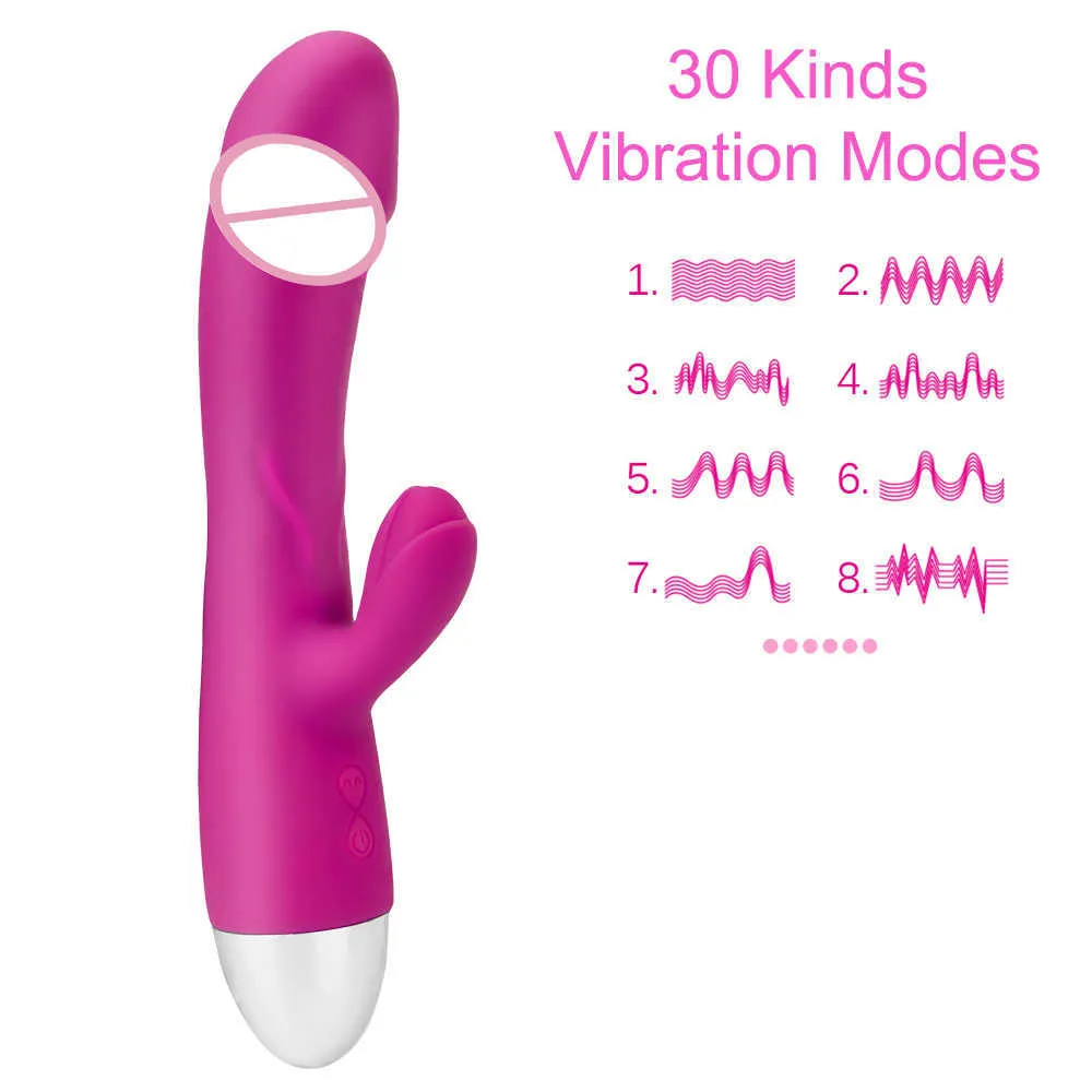 Massageföremål Kvinnlig onani Dildo Rabbit Vibrator G Spot Massager Vaginal Clitoris Stimulator Dual Vibration Sex Toys For WO2381255