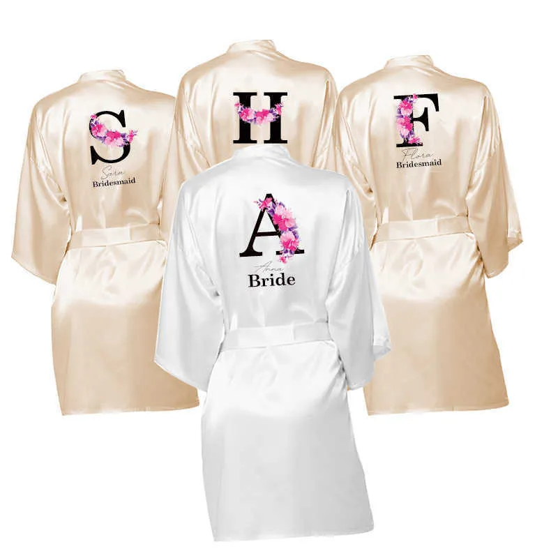 Personalised Bride Robe Custom Name Birthday and Bridesmaid Robe, Dressing Gown Satin Bridal Pajamas 210924