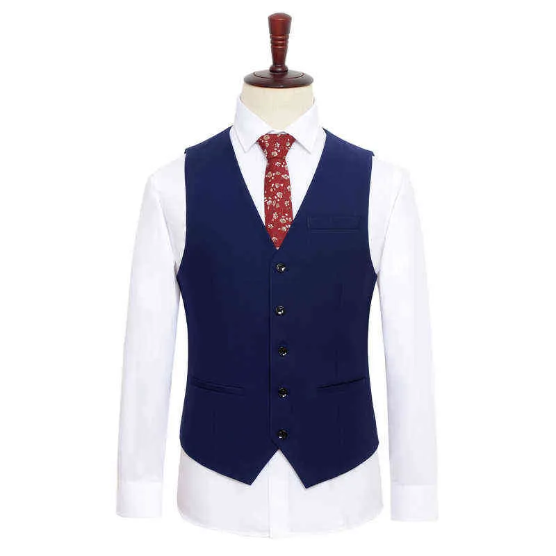 SHAN BAO Men's Business Casual Suit Vest Brand Clothing Gentleman Banquet Wedding Vest Black Royal Blue Navy Blue Gray 211120