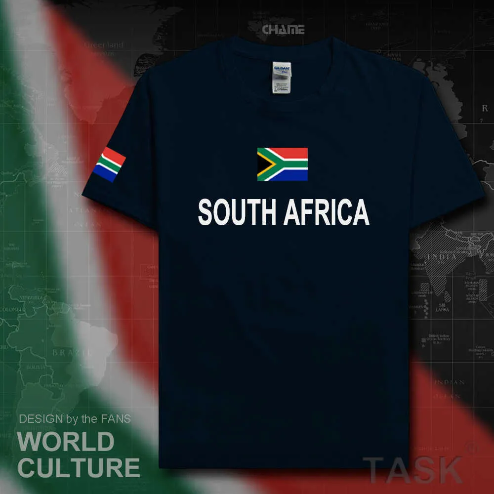 南アフリカのメンズTシャツファッションジャージ国立チーム新しい100％コットンTシャツミーティングフィットネス服ティージムカントリーZAF X0621