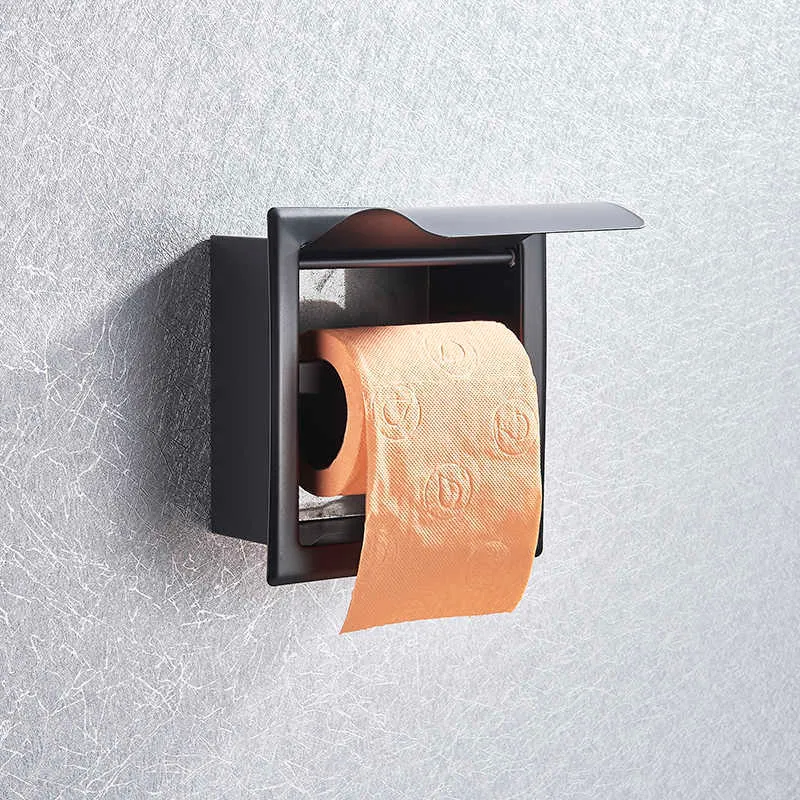 Shinesia Banyo Tuvalet Kağıdı Tutucu Paslanmaz Çelik Doku Raf Krom Mat Siyah Su Geçirmez Kutu Wal Monte 210720