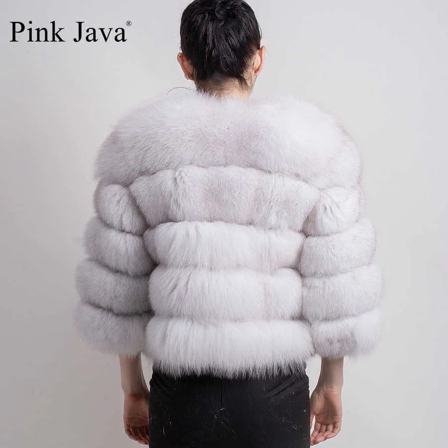 Rosa Java 1801 vera pelliccia cappotto donna inverno giacca di pelliccia spessa pelliccia corta all'ingrosso genuino manica corta 211019