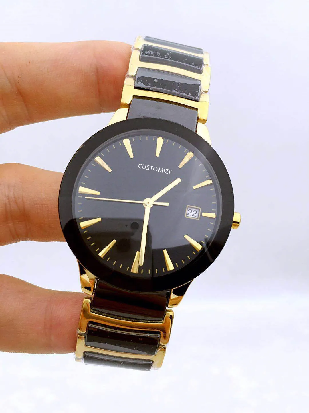 Reloj con correa de cerámica blanca y negra de diseño de marca a la moda, reloj de cuarzo con circonita para mujer, reloj de pulsera de cerámica de acero inoxidable plateado de 35mm