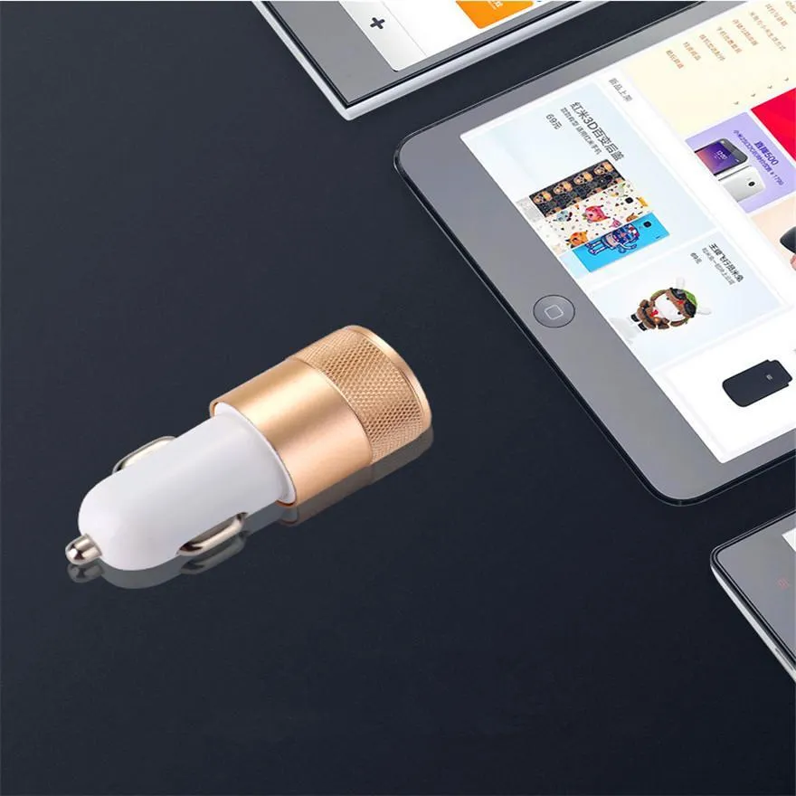 المعادن المزدوجة منفذ USB سيارة شحن سريع محول شاحن العالمي الألومنيوم 2- مينيوم سيارات شواحن USB لابل اي فون باد آي بود / سامسونج غالاكسي الروبوت نوكيا