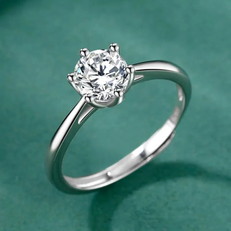 Лучшие продажи европейские и американские S925 посеребренные платиновые моассанитные алмазные обручальные кольца гладкие элегантные женские украшения