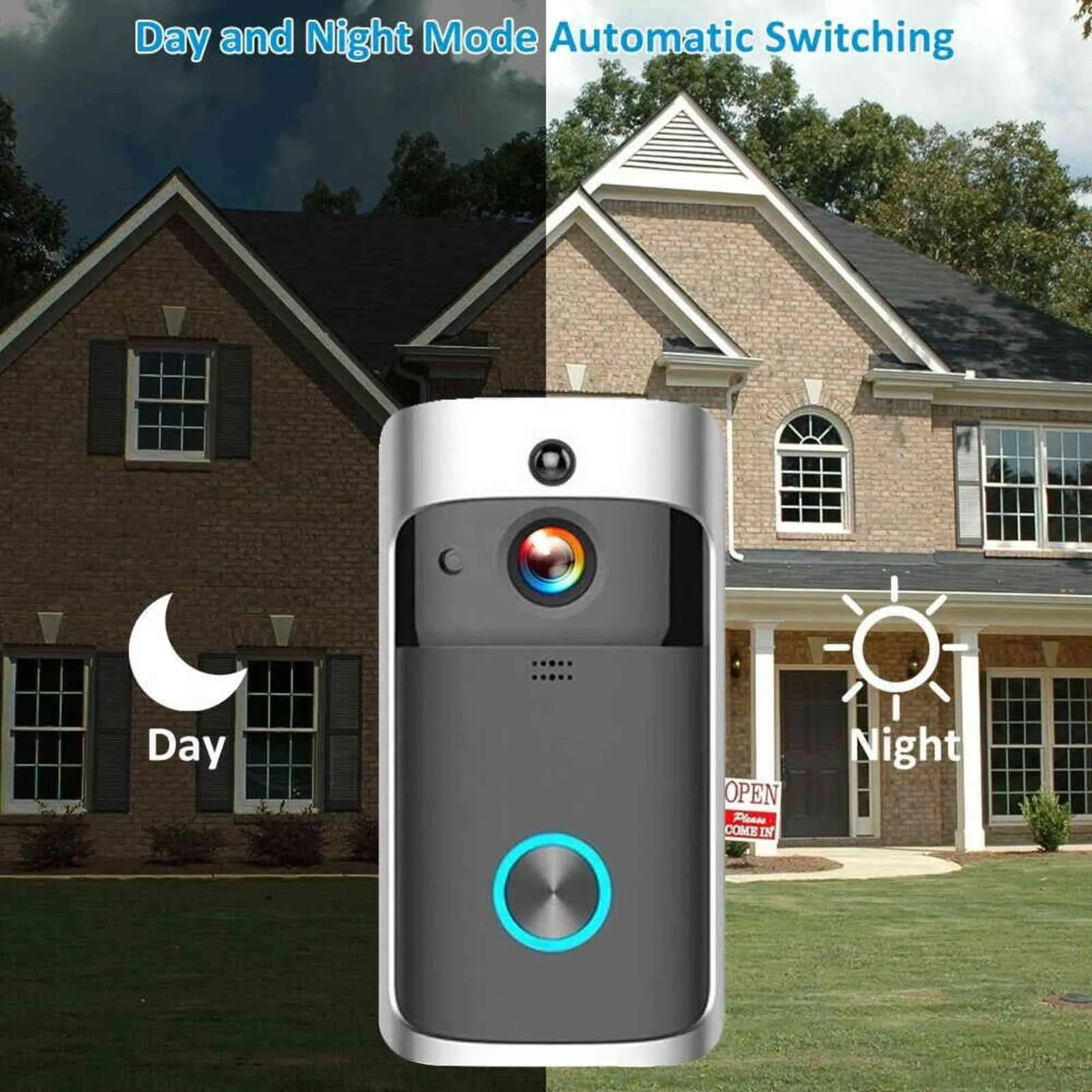 WiFi Draadloze Video Deurbel Camera met Chime Smart Security Nachtzicht PIR Telefoon Intercom Deurbel Ring Kit Alarm voor thuis H1111