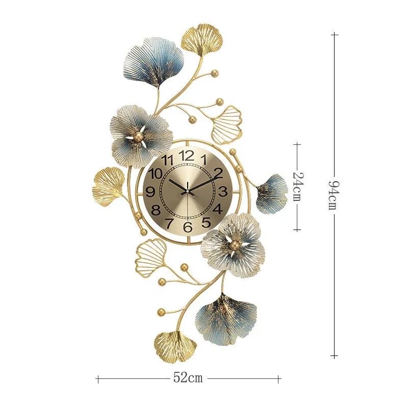 Horloge numérique murale en métal 3D, décoration de maison, nouvelle horloge chinoise Ginkgo biloba, design moderne, décoration de salon 226j