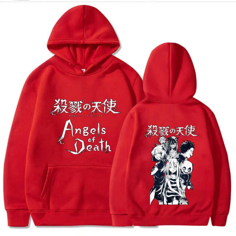 Angels of Death Hoodie Mode Lange Mouw Casual Losse Man en Vrouw Doeken Y0727