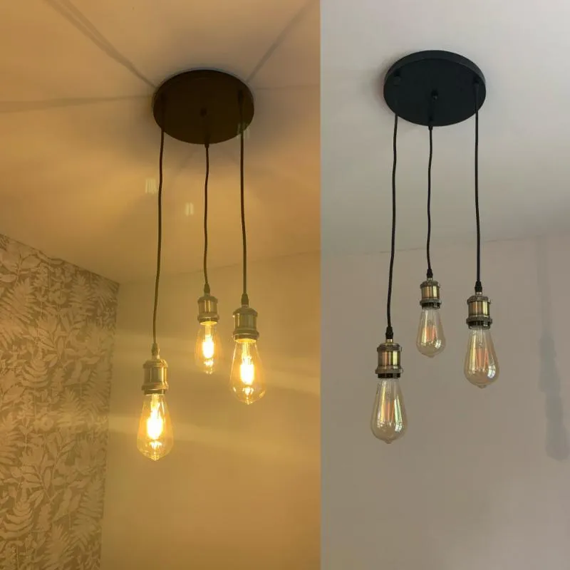 Luzes de teto E27 soquete vintage lâmpada led ouro prata preto habitação lustre pendurado iluminação casa decor226e