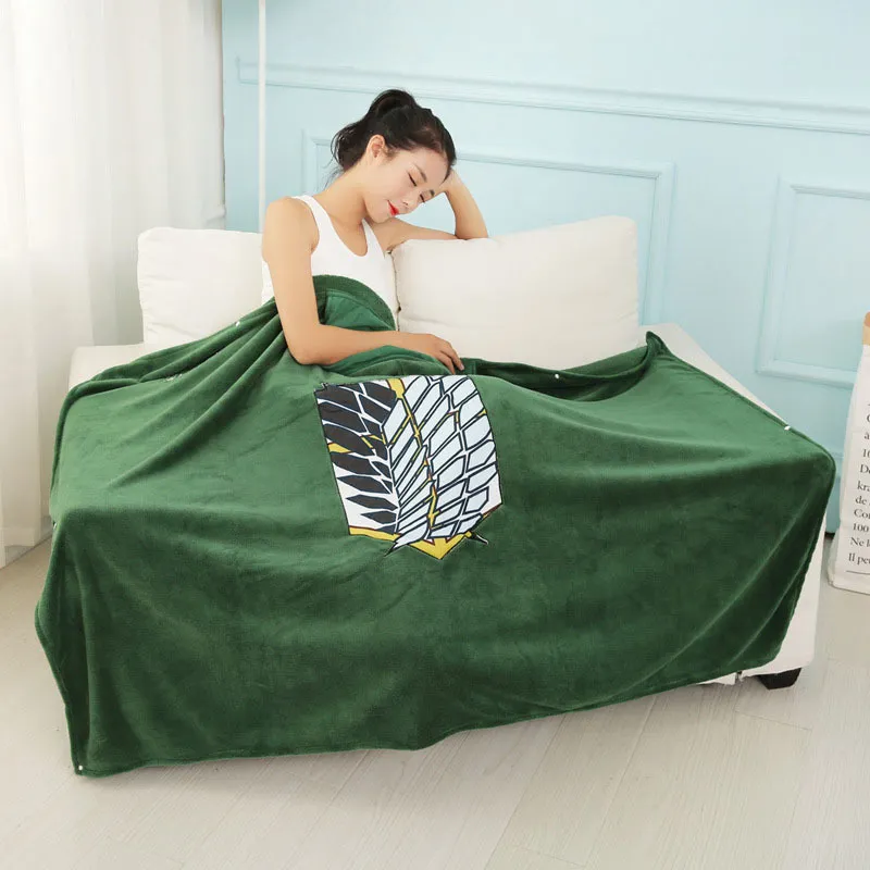 Носимое одеяло «Атака Титанов» с капюшоном для взрослых и взрослых, плюшевое утепленное одеяло в стиле аниме зимой 2103165143705