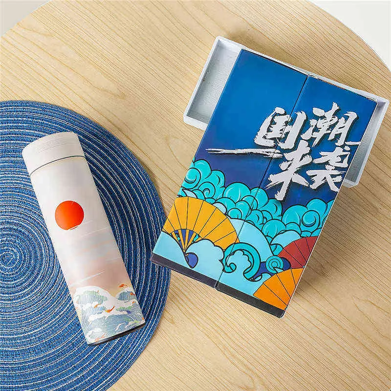 500ml Chinese Style Stainless Steel Vacuum Flask Water Bottle With Filter Insulated Thermos Coffee Mug Thermocup Travel Bottles 211109