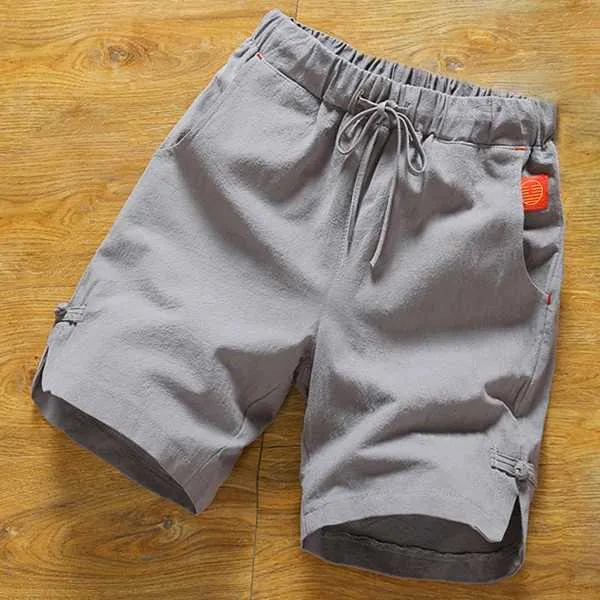 Siłownia Running Shorts Mężczyźni Casual Sznurek Solidna Wygodna Bawełniana Pościel Deska Męska Odzież Białe Krótkie spodnie 210714