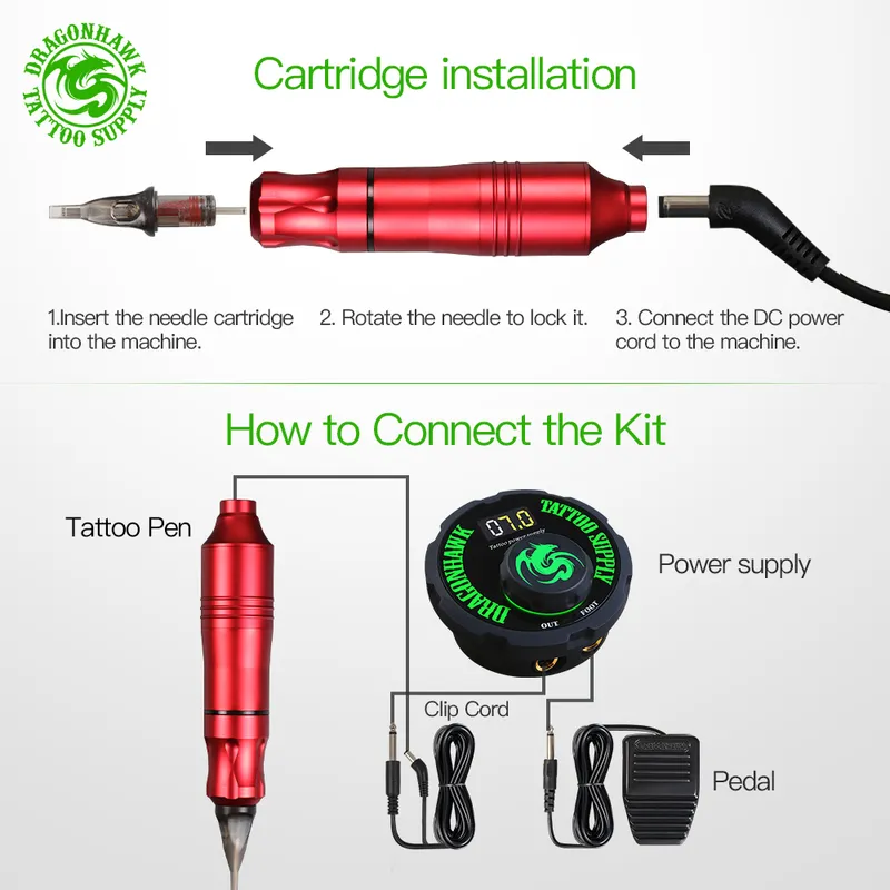 Tattoo Machine Rotary Pen Style Set Kit LCD Pedal Supply Delivery Grátis Maquiagem Permanente Sorteamento 220829