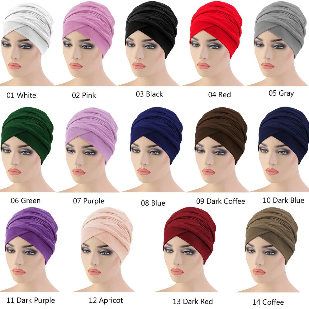 Vrouwen Moslim Lange Tail Sjaal Hat Turban Chemo Cap Haarverlies Islamitische Headwrap Head Cover Wrap Caps Headwear Mutie Bonnet Hat Nieuw