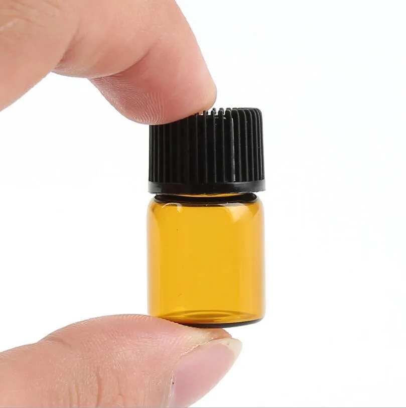 Flacone di vetro ambrato olio essenziale da 100 pezzi con orifizio Flacone campioni da 1-5 ml Flacone test di profumo sottile e trasparente
