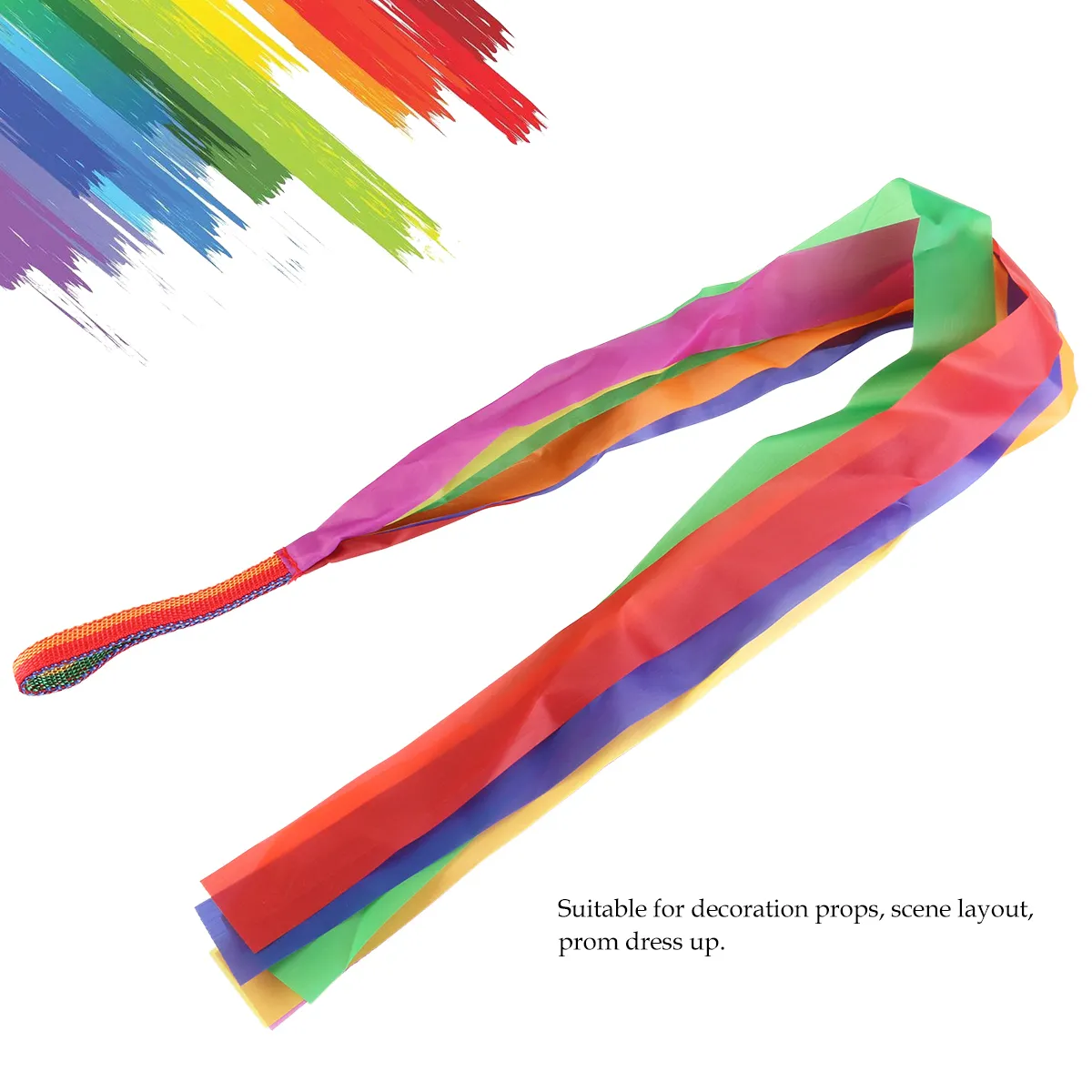 Bestorard 12st Rainbow Lint Splice Kleurrijke Gym Streamer Baton Twirling Rod Rhythmic Art Gymnastic Dance Lint voor Kids Y0228