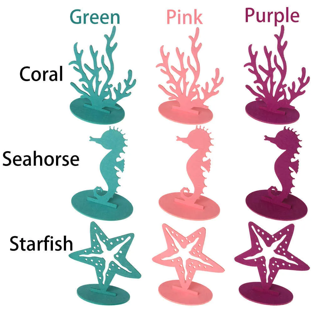 Mermaid Party Coral Seaweed Seahorse DIY Felt Decor Table Desktop Ornament Children's Birthday Party Baby Shower Supplies H0910