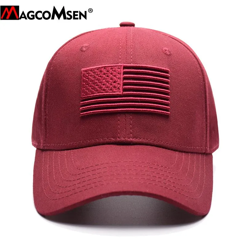 Ball Caps MAGCOMSEN Tactical Baseball Cap Men Summer USA Flag Sun Protective Snapback Casual Golf Army Hat295o