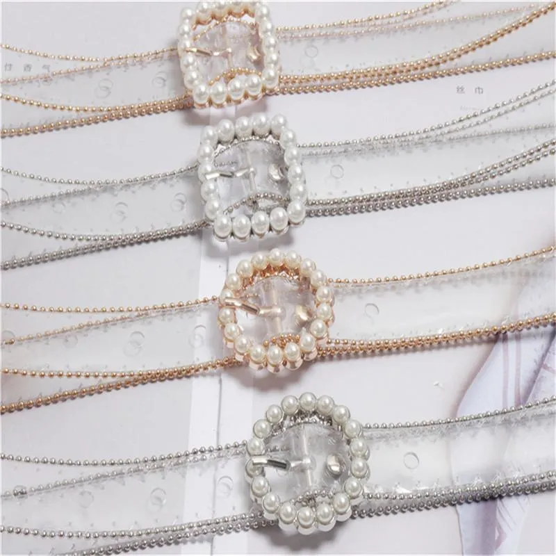 Ceintures Fashion Clear ceinture pour les femmes 2021 Transparent blanc perle cinturon mujer Designer en plastique