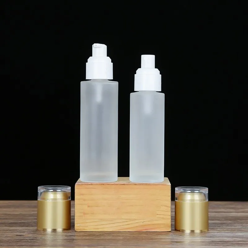 Wholesales 20ML~80ML Emulsion Lotion Pump Bottle Matte Gold 20/30/50G Cosmetic Cream Jar Frosted Perfume Mist Spray Bottle 