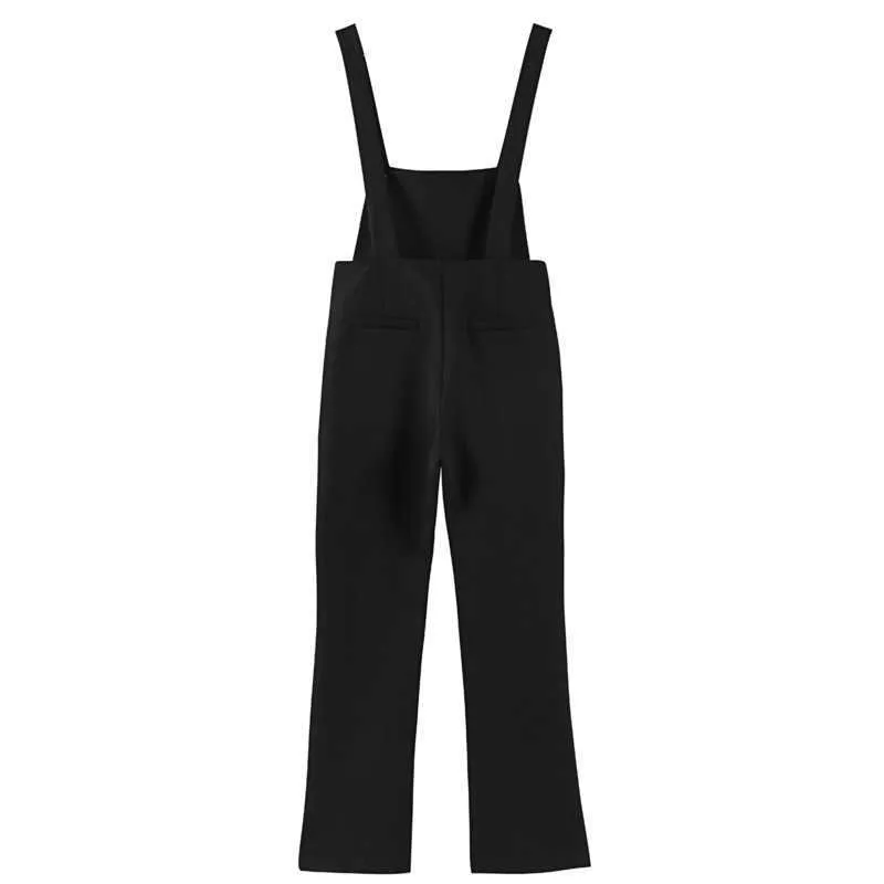 [DEAT] Spring Summer Fashion Spodnie Luźne Solid Color Split Fork Wysoka Talia Temperament Kobiety Kombinezony 13C756 210527