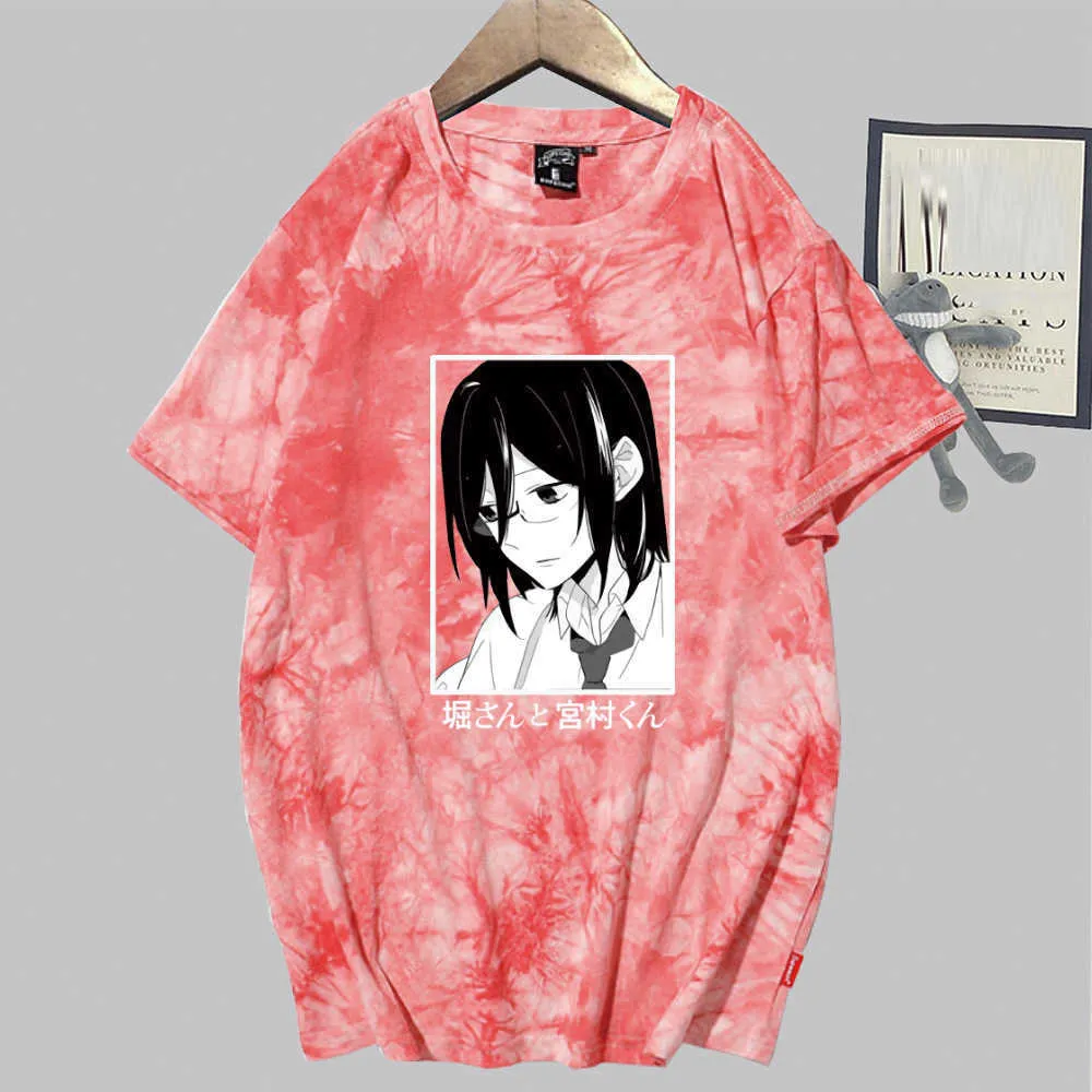 Anime Hori San a Miyamura Kun Manga corta Cuello redondo Tie Dye Camiseta de verano Y0809