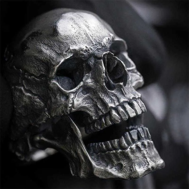 Gothic Men039s Black Skull Ring 316L Ring à moteur en acier inoxydable Band de moto Party Fashion Bijoux Male Bijoux26016737812423