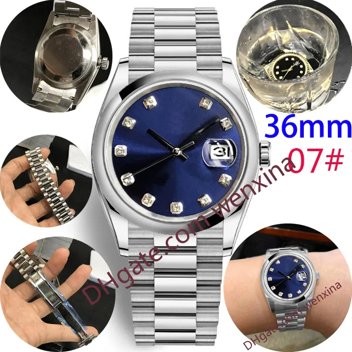 20 kalite Erkek izle Elmas İzle 36mm Klasik montre de luxe 2813 otomatik Mekanik paslanmaz çelik Su Geçirmez Kadın Saatler