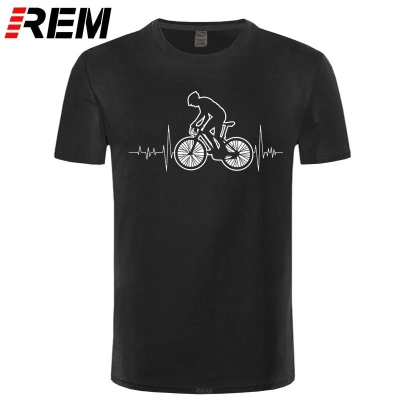 REM Mountain Biking MTB T Shirt Brand Clothes Bicycles shirt Mountain Bike Heartbeat Funny Bicycle Cycling Gift T-Shirt 210317