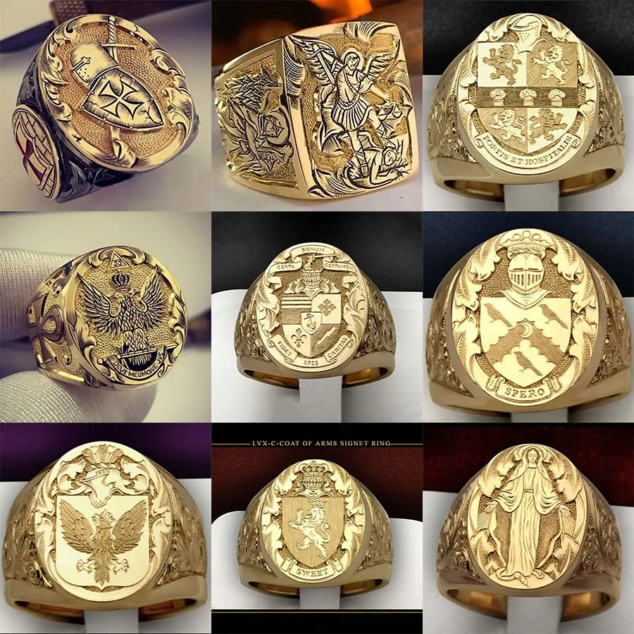 Luksusowy złoty płaszcz Słodka sygnet Grawerowane pierścionki dla mężczyzn kobiety Hip Hop Dance Party Style Pierścień Biżuteria Gift89802909197090