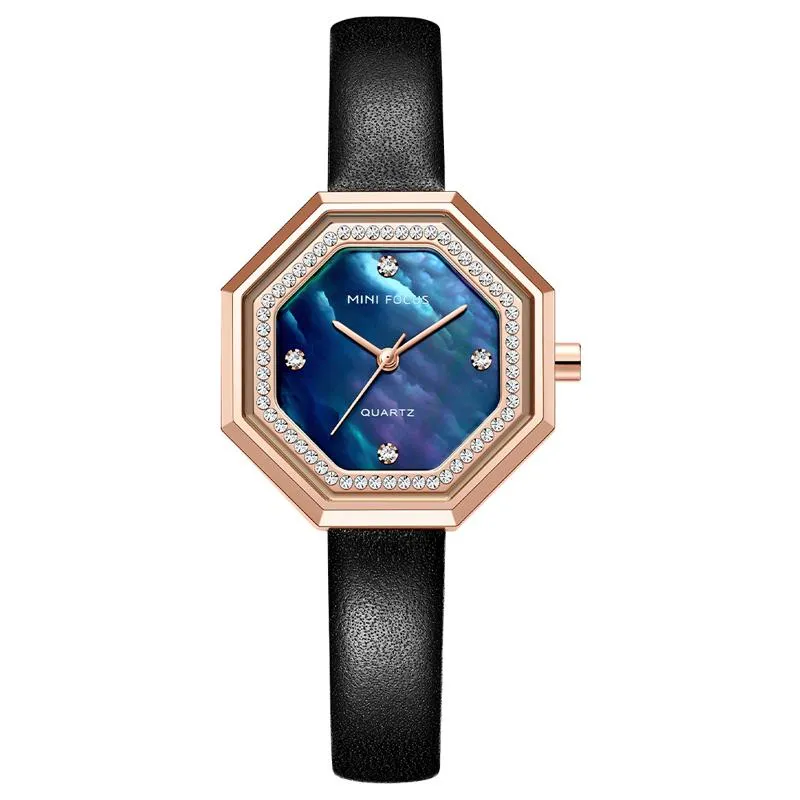 Wristwatches Women Leather Rhinestone Watch Silver Bracelet Quartz Waterproof Lady Business Analog Watches Pink Blue Dial Whatches271t