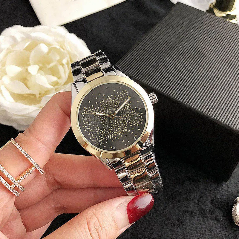 Marque de mode montres femmes fille cristal grandes lettres style métal acier bande Quartz montre-bracelet M118